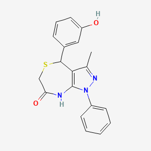 molecular formula C19H17N3O2S B11366627 4-(3-hydroxyphenyl)-3-methyl-1-phenyl-4,6-dihydro-1H-pyrazolo[3,4-e][1,4]thiazepin-7-ol 