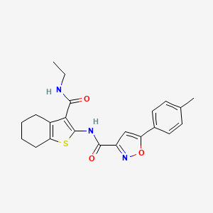 molecular formula C22H23N3O3S B11366693 N-[3-(ethylcarbamoyl)-4,5,6,7-tetrahydro-1-benzothiophen-2-yl]-5-(4-methylphenyl)-1,2-oxazole-3-carboxamide 