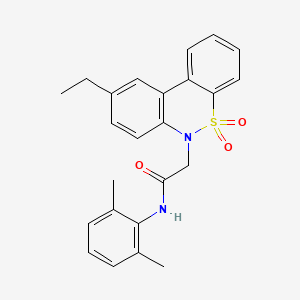 molecular formula C24H24N2O3S B11366732 N-(2,6-dimethylphenyl)-2-(9-ethyl-5,5-dioxido-6H-dibenzo[c,e][1,2]thiazin-6-yl)acetamide 