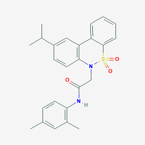 molecular formula C25H26N2O3S B11366753 N-(2,4-dimethylphenyl)-2-(9-isopropyl-5,5-dioxido-6H-dibenzo[c,e][1,2]thiazin-6-yl)acetamide 