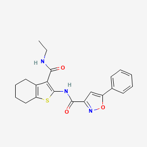 molecular formula C21H21N3O3S B11366899 N-[3-(ethylcarbamoyl)-4,5,6,7-tetrahydro-1-benzothiophen-2-yl]-5-phenyl-1,2-oxazole-3-carboxamide 