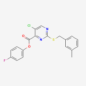 molecular formula C19H14ClFN2O2S B11367162 4-Fluorophenyl 5-chloro-2-[(3-methylbenzyl)sulfanyl]pyrimidine-4-carboxylate 