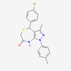molecular formula C20H18BrN3OS B11367342 4-(4-bromophenyl)-3-methyl-1-(4-methylphenyl)-4,6-dihydro-1H-pyrazolo[3,4-e][1,4]thiazepin-7-ol 