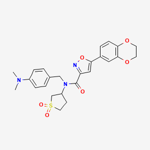 molecular formula C25H27N3O6S B11368584 5-(2,3-dihydro-1,4-benzodioxin-6-yl)-N-[4-(dimethylamino)benzyl]-N-(1,1-dioxidotetrahydrothiophen-3-yl)-1,2-oxazole-3-carboxamide 