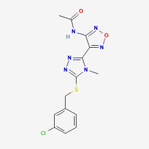 molecular formula C14H13ClN6O2S B11368619 N-(4-{5-[(3-chlorobenzyl)sulfanyl]-4-methyl-4H-1,2,4-triazol-3-yl}-1,2,5-oxadiazol-3-yl)acetamide 