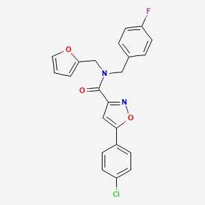 molecular formula C22H16ClFN2O3 B11368646 5-(4-chlorophenyl)-N-(4-fluorobenzyl)-N-(furan-2-ylmethyl)-1,2-oxazole-3-carboxamide 