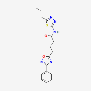 molecular formula C17H19N5O2S B11368727 4-(3-phenyl-1,2,4-oxadiazol-5-yl)-N-(5-propyl-1,3,4-thiadiazol-2-yl)butanamide 