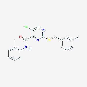 molecular formula C20H18ClN3OS B11368846 5-chloro-2-[(3-methylbenzyl)sulfanyl]-N-(2-methylphenyl)pyrimidine-4-carboxamide 