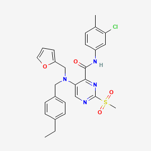 molecular formula C27H27ClN4O4S B11368847 N-(3-chloro-4-methylphenyl)-5-[(4-ethylbenzyl)(furan-2-ylmethyl)amino]-2-(methylsulfonyl)pyrimidine-4-carboxamide 