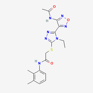 molecular formula C18H21N7O3S B11368875 2-({5-[4-(acetylamino)-1,2,5-oxadiazol-3-yl]-4-ethyl-4H-1,2,4-triazol-3-yl}sulfanyl)-N-(2,3-dimethylphenyl)acetamide 