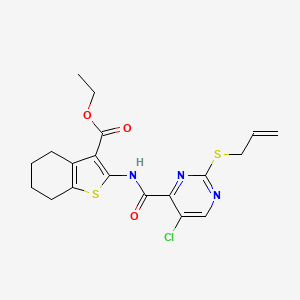 molecular formula C19H20ClN3O3S2 B11368948 Ethyl 2-({[5-chloro-2-(prop-2-en-1-ylsulfanyl)pyrimidin-4-yl]carbonyl}amino)-4,5,6,7-tetrahydro-1-benzothiophene-3-carboxylate 