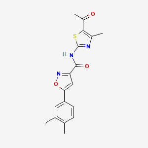 molecular formula C18H17N3O3S B11369035 N-(5-acetyl-4-methyl-1,3-thiazol-2-yl)-5-(3,4-dimethylphenyl)-1,2-oxazole-3-carboxamide 