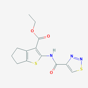 molecular formula C13H13N3O3S2 B11369259 ethyl 2-[(1,2,3-thiadiazol-4-ylcarbonyl)amino]-5,6-dihydro-4H-cyclopenta[b]thiophene-3-carboxylate 