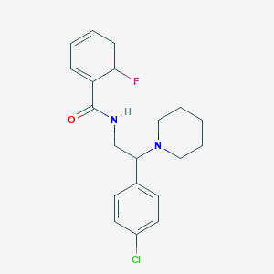 molecular formula C20H22ClFN2O B11369276 N-[2-(4-chlorophenyl)-2-(piperidin-1-yl)ethyl]-2-fluorobenzamide 