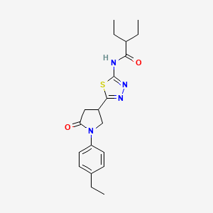 molecular formula C20H26N4O2S B11369313 2-ethyl-N-{5-[1-(4-ethylphenyl)-5-oxopyrrolidin-3-yl]-1,3,4-thiadiazol-2-yl}butanamide 