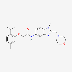 molecular formula C25H32N4O3 B11369372 N-[1-methyl-2-(morpholin-4-ylmethyl)-1H-benzimidazol-5-yl]-2-[5-methyl-2-(propan-2-yl)phenoxy]acetamide 
