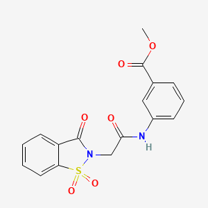 molecular formula C17H14N2O6S B11369379 methyl 3-{[(1,1-dioxido-3-oxo-1,2-benzothiazol-2(3H)-yl)acetyl]amino}benzoate 
