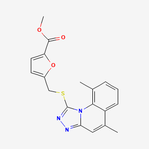 molecular formula C19H17N3O3S B11369426 Methyl 5-(((5,9-dimethyl-[1,2,4]triazolo[4,3-a]quinolin-1-yl)thio)methyl)furan-2-carboxylate 
