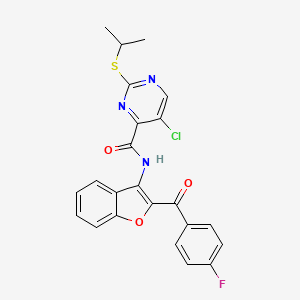 molecular formula C23H17ClFN3O3S B11369514 5-chloro-N-{2-[(4-fluorophenyl)carbonyl]-1-benzofuran-3-yl}-2-(propan-2-ylsulfanyl)pyrimidine-4-carboxamide 