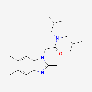 molecular formula C20H31N3O B11369544 N,N-bis(2-methylpropyl)-2-(2,5,6-trimethyl-1H-benzimidazol-1-yl)acetamide 