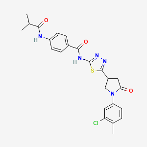 molecular formula C24H24ClN5O3S B11369605 N-{5-[1-(3-chloro-4-methylphenyl)-5-oxopyrrolidin-3-yl]-1,3,4-thiadiazol-2-yl}-4-[(2-methylpropanoyl)amino]benzamide 