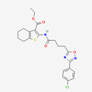 molecular formula C23H24ClN3O4S B11369689 Ethyl 2-({4-[3-(4-chlorophenyl)-1,2,4-oxadiazol-5-yl]butanoyl}amino)-4,5,6,7-tetrahydro-1-benzothiophene-3-carboxylate 