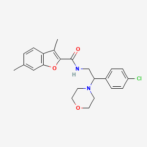molecular formula C23H25ClN2O3 B11369705 N-[2-(4-chlorophenyl)-2-(morpholin-4-yl)ethyl]-3,6-dimethyl-1-benzofuran-2-carboxamide 