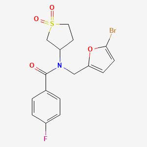 molecular formula C16H15BrFNO4S B11369919 N-[(5-bromofuran-2-yl)methyl]-N-(1,1-dioxidotetrahydrothiophen-3-yl)-4-fluorobenzamide 
