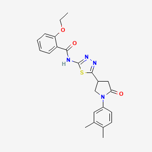molecular formula C23H24N4O3S B11370015 N-{5-[1-(3,4-dimethylphenyl)-5-oxopyrrolidin-3-yl]-1,3,4-thiadiazol-2-yl}-2-ethoxybenzamide 