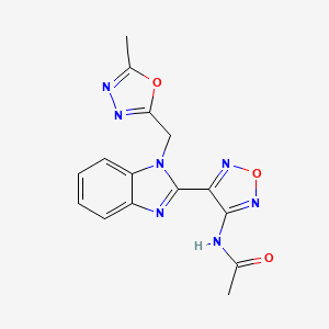 molecular formula C15H13N7O3 B11370277 N-(4-{1-[(5-methyl-1,3,4-oxadiazol-2-yl)methyl]-1H-benzimidazol-2-yl}-1,2,5-oxadiazol-3-yl)acetamide 