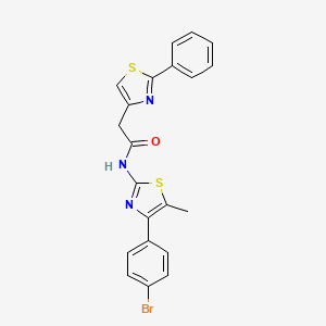 molecular formula C21H16BrN3OS2 B11370451 N-[4-(4-bromophenyl)-5-methyl-1,3-thiazol-2-yl]-2-(2-phenyl-1,3-thiazol-4-yl)acetamide 