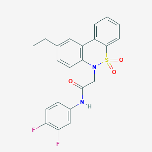 molecular formula C22H18F2N2O3S B11370559 N-(3,4-difluorophenyl)-2-(9-ethyl-5,5-dioxido-6H-dibenzo[c,e][1,2]thiazin-6-yl)acetamide 