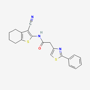 molecular formula C20H17N3OS2 B11370707 N-(3-cyano-4,5,6,7-tetrahydro-1-benzothiophen-2-yl)-2-(2-phenyl-1,3-thiazol-4-yl)acetamide 