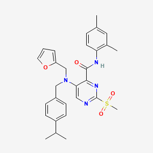 molecular formula C29H32N4O4S B11370836 N-(2,4-dimethylphenyl)-5-{(furan-2-ylmethyl)[4-(propan-2-yl)benzyl]amino}-2-(methylsulfonyl)pyrimidine-4-carboxamide 