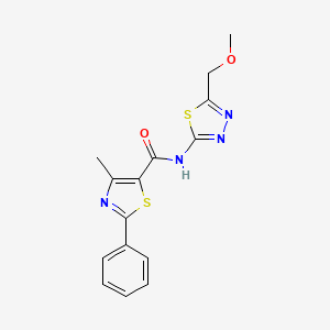 molecular formula C15H14N4O2S2 B11370853 N-[5-(methoxymethyl)-1,3,4-thiadiazol-2-yl]-4-methyl-2-phenyl-1,3-thiazole-5-carboxamide 
