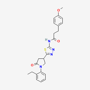 molecular formula C24H26N4O3S B11371199 N-{5-[1-(2-ethylphenyl)-5-oxopyrrolidin-3-yl]-1,3,4-thiadiazol-2-yl}-3-(4-methoxyphenyl)propanamide 