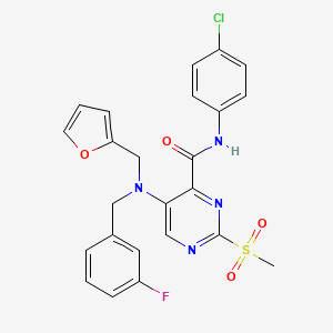 molecular formula C24H20ClFN4O4S B11371251 N-(4-chlorophenyl)-5-[(3-fluorobenzyl)(furan-2-ylmethyl)amino]-2-(methylsulfonyl)pyrimidine-4-carboxamide 