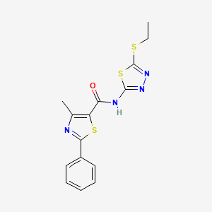 molecular formula C15H14N4OS3 B11371304 N-[5-(ethylsulfanyl)-1,3,4-thiadiazol-2-yl]-4-methyl-2-phenyl-1,3-thiazole-5-carboxamide 