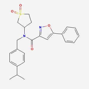 molecular formula C24H26N2O4S B11371353 N-(1,1-dioxidotetrahydrothiophen-3-yl)-5-phenyl-N-[4-(propan-2-yl)benzyl]-1,2-oxazole-3-carboxamide 