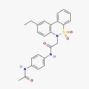 molecular formula C24H23N3O4S B11371595 N-(4-Acetamidophenyl)-2-(9-ethyl-5,5-dioxido-6H-dibenzo[C,E][1,2]thiazin-6-YL)acetamide 