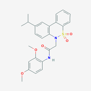 molecular formula C25H26N2O5S B11371635 N-(2,4-dimethoxyphenyl)-2-(9-isopropyl-5,5-dioxido-6H-dibenzo[c,e][1,2]thiazin-6-yl)acetamide 