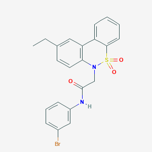 molecular formula C22H19BrN2O3S B11371696 N-(3-bromophenyl)-2-(9-ethyl-5,5-dioxido-6H-dibenzo[c,e][1,2]thiazin-6-yl)acetamide 
