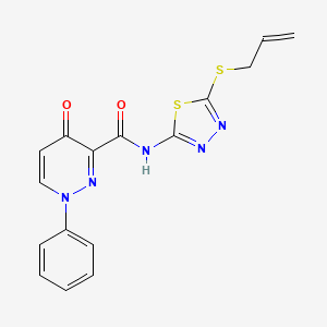 molecular formula C16H13N5O2S2 B11371737 4-oxo-1-phenyl-N-[5-(prop-2-en-1-ylsulfanyl)-1,3,4-thiadiazol-2-yl]-1,4-dihydropyridazine-3-carboxamide 