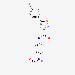 molecular formula C18H14ClN3O3 B11371802 N-[4-(acetylamino)phenyl]-5-(4-chlorophenyl)-1,2-oxazole-3-carboxamide 