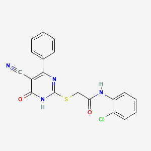 molecular formula C19H13ClN4O2S B11372013 N-(2-Chlorophenyl)-2-[(5-cyano-6-oxo-4-phenyl-1,6-dihydropyrimidin-2-YL)sulfanyl]acetamide 