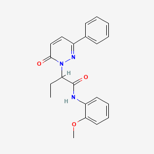 molecular formula C21H21N3O3 B11372132 N-(2-methoxyphenyl)-2-(6-oxo-3-phenylpyridazin-1(6H)-yl)butanamide 