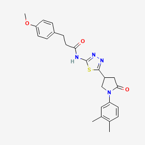 molecular formula C24H26N4O3S B11372237 N-{5-[1-(3,4-dimethylphenyl)-5-oxopyrrolidin-3-yl]-1,3,4-thiadiazol-2-yl}-3-(4-methoxyphenyl)propanamide 