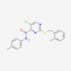 molecular formula C20H18ClN3OS B11372294 5-chloro-2-[(2-methylbenzyl)sulfanyl]-N-(4-methylphenyl)pyrimidine-4-carboxamide 