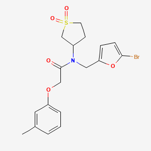 molecular formula C18H20BrNO5S B11372744 N-[(5-bromofuran-2-yl)methyl]-N-(1,1-dioxidotetrahydrothiophen-3-yl)-2-(3-methylphenoxy)acetamide 