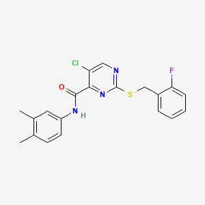 molecular formula C20H17ClFN3OS B11372780 5-chloro-N-(3,4-dimethylphenyl)-2-[(2-fluorobenzyl)sulfanyl]pyrimidine-4-carboxamide 